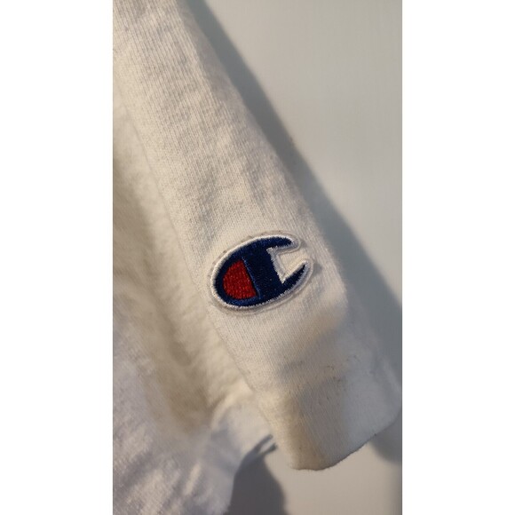 Vintage Champion Stitched T-Shirt White Adult Medium Embroidered Logo Fast Ship - Picture 9 of 12